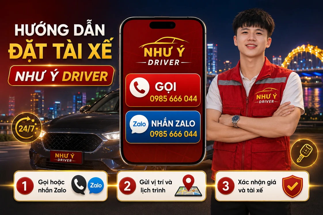 Minh họa cách gọi hotline và nhắn Zalo đặt Như Ý Driver