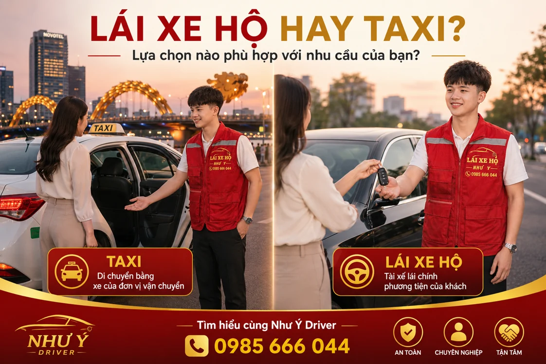 Minh họa hai lựa chọn taxi và tài xế lái hộ xe riêng