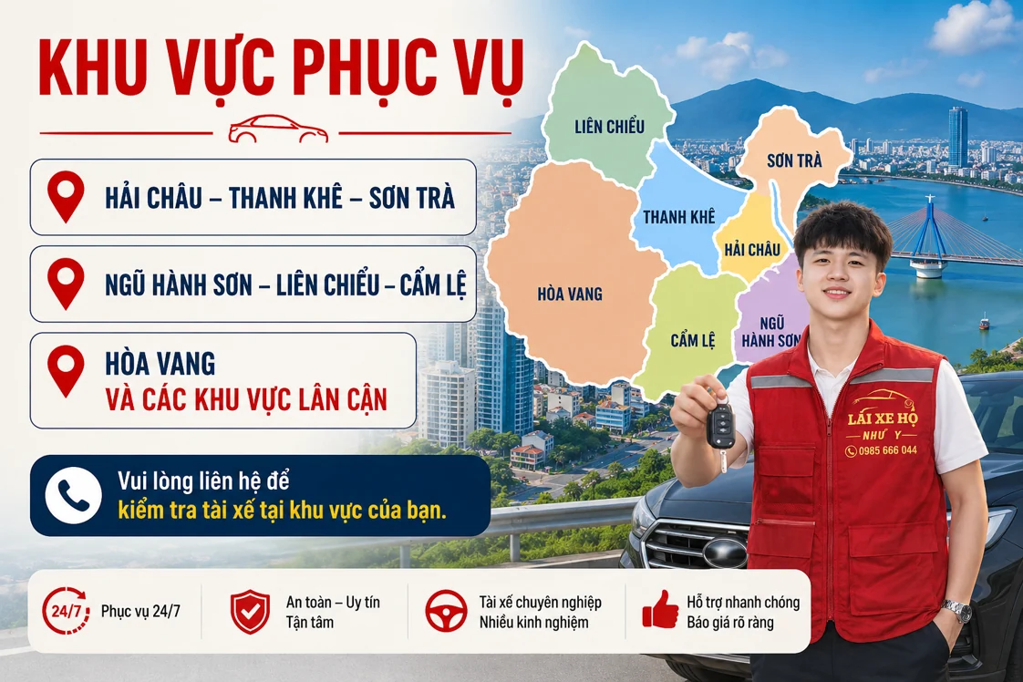 Ảnh giới thiệu các khu vực nhận yêu cầu lái hộ tại Đà Nẵng