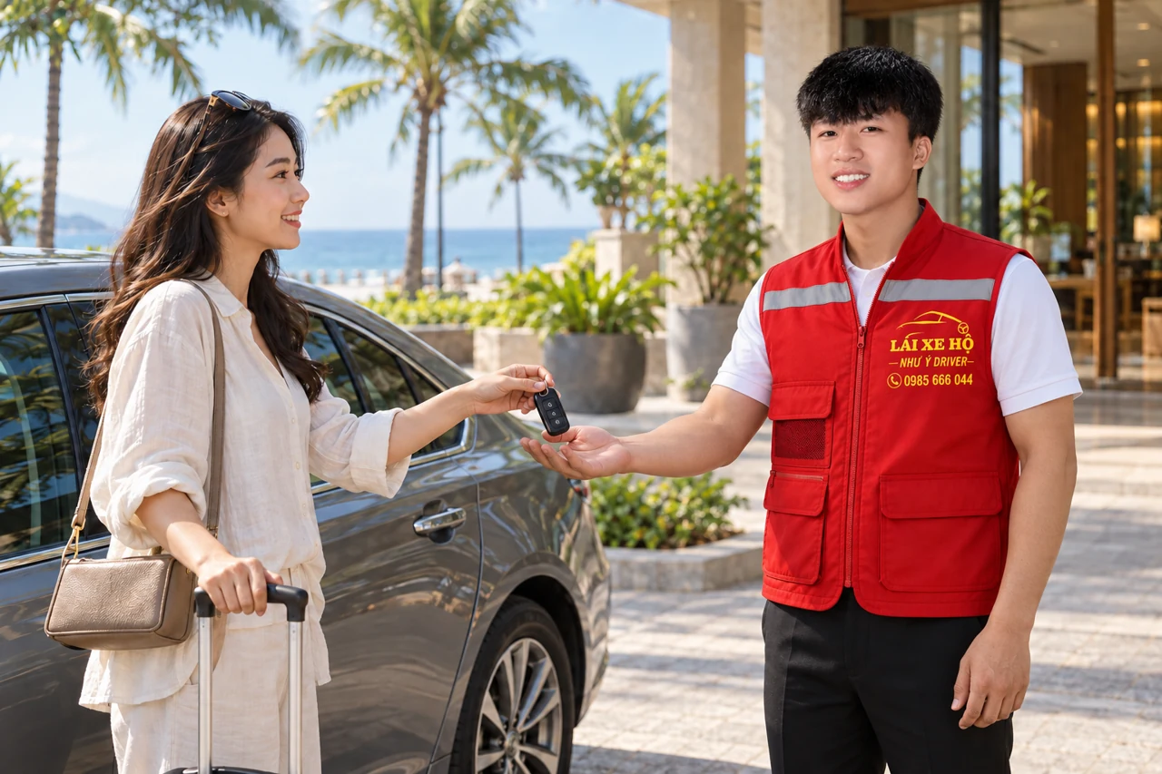 Ảnh minh họa Anh_Anh_Y mặc gile đỏ nhận chìa khóa tại nơi lưu trú